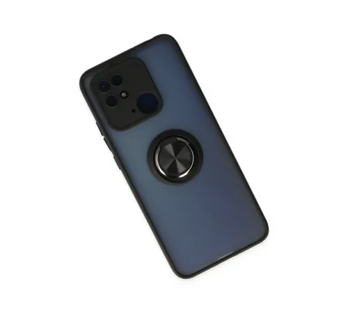 Xiaomi Poco C40 Kılıf Montreal Yüzüklü Silikon Kapak - Siyah