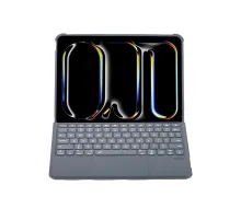Apple T5510D iPad Pro 13 (2024) Kılıf Palermo Ledli Klavyeli Standlı Tablet Kılıfı - Siyah