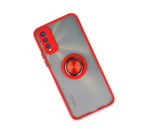 Vivo Y11S Kılıf Montreal Yüzüklü Silikon Kapak - Kırmızı