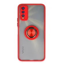 Vivo Y11S Kılıf Montreal Yüzüklü Silikon Kapak - Kırmızı