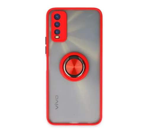 Vivo Y11S Kılıf Montreal Yüzüklü Silikon Kapak - Kırmızı