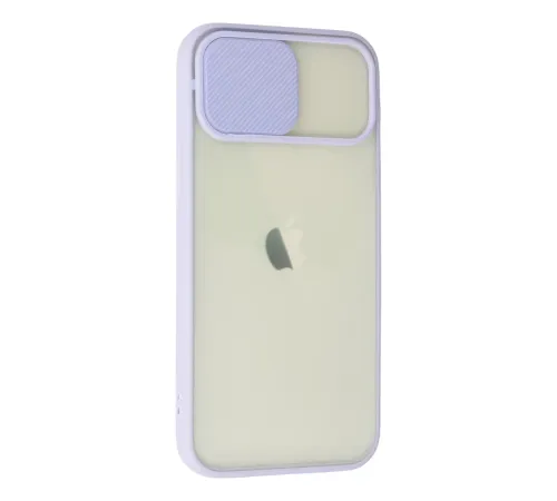 Apple iPhone 12 Kılıf Palm Buzlu Kamera Sürgülü Silikon - Lila