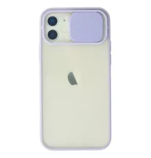 Apple iPhone 12 Kılıf Palm Buzlu Kamera Sürgülü Silikon - Lila