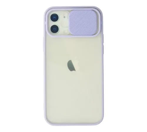 Apple iPhone 12 Kılıf Palm Buzlu Kamera Sürgülü Silikon - Lila