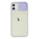 Apple iPhone 12 Kılıf Palm Buzlu Kamera Sürgülü Silikon - Lila