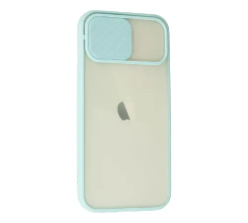 Apple iPhone 12 Kılıf Palm Buzlu Kamera Sürgülü Silikon - Turkuaz