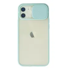 Apple iPhone 12 Kılıf Palm Buzlu Kamera Sürgülü Silikon - Turkuaz