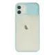 Apple iPhone 12 Kılıf Palm Buzlu Kamera Sürgülü Silikon - Turkuaz