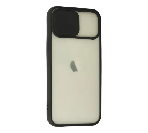 Apple iPhone 12 Kılıf Palm Buzlu Kamera Sürgülü Silikon - Siyah