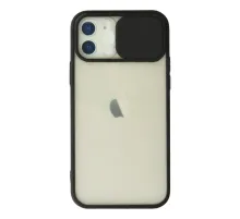 Apple iPhone 12 Kılıf Palm Buzlu Kamera Sürgülü Silikon - Siyah