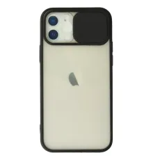 Apple iPhone 12 Kılıf Palm Buzlu Kamera Sürgülü Silikon - Siyah