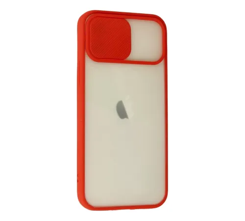 Apple iPhone 12 Kılıf Palm Buzlu Kamera Sürgülü Silikon - Kırmızı