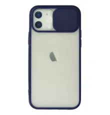Apple iPhone 12 Kılıf Palm Buzlu Kamera Sürgülü Silikon - Lacivert