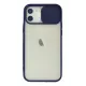 Apple iPhone 12 Kılıf Palm Buzlu Kamera Sürgülü Silikon - Lacivert