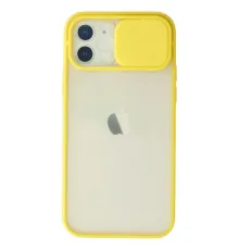 Apple iPhone 12 Kılıf Palm Buzlu Kamera Sürgülü Silikon - Sarı