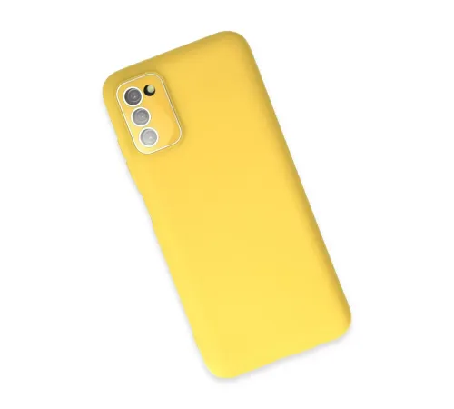 Samsung Galaxy A03S Kılıf Lansman Glass Kapak - Sarı