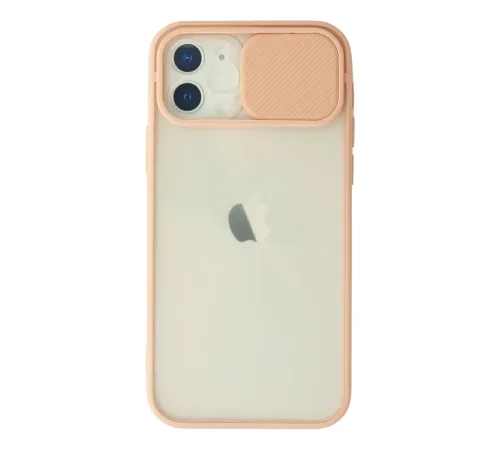 Apple iPhone 12 Kılıf Palm Buzlu Kamera Sürgülü Silikon - Pembe