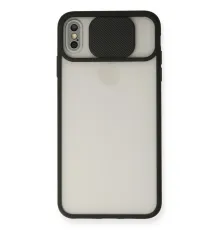 Apple iPhone XS Max Kılıf Palm Buzlu Kamera Sürgülü Silikon - Siyah