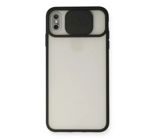 Apple iPhone XS Max Kılıf Palm Buzlu Kamera Sürgülü Silikon - Siyah