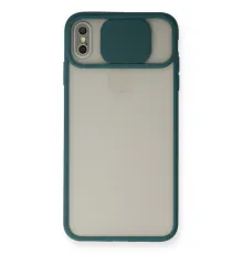 Apple iPhone XS Max Kılıf Palm Buzlu Kamera Sürgülü Silikon - Yeşil