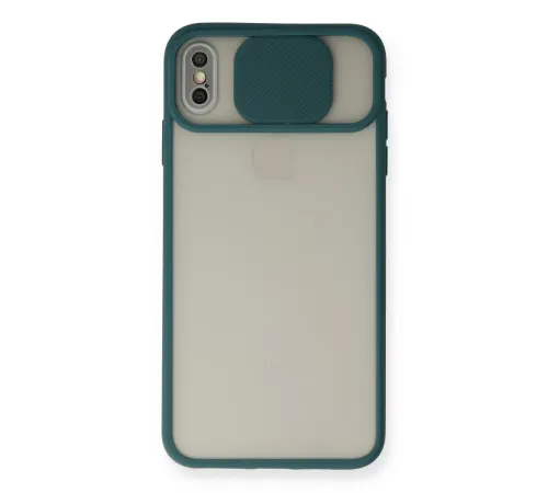 Apple iPhone XS Max Kılıf Palm Buzlu Kamera Sürgülü Silikon - Yeşil