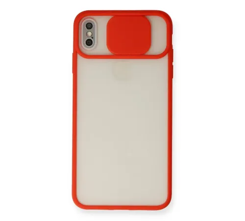 Apple iPhone XS Max Kılıf Palm Buzlu Kamera Sürgülü Silikon - Kırmızı