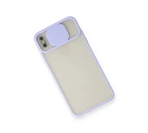 Apple iPhone XS Max Kılıf Palm Buzlu Kamera Sürgülü Silikon - Lila