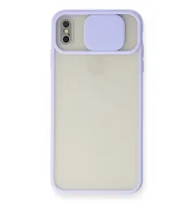 Apple iPhone XS Max Kılıf Palm Buzlu Kamera Sürgülü Silikon - Lila
