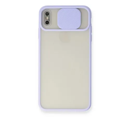 Apple iPhone XS Max Kılıf Palm Buzlu Kamera Sürgülü Silikon - Lila