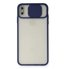 Apple iPhone XS Max Kılıf Palm Buzlu Kamera Sürgülü Silikon - Lacivert