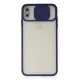 Apple iPhone XS Max Kılıf Palm Buzlu Kamera Sürgülü Silikon - Lacivert
