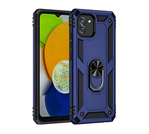 Samsung Galaxy A03 Kılıf Sofya Yüzüklü Silikon Kapak - Lacivert