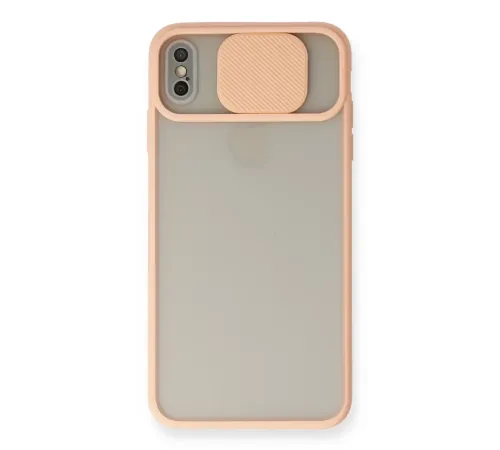Apple iPhone XS Max Kılıf Palm Buzlu Kamera Sürgülü Silikon - Pembe