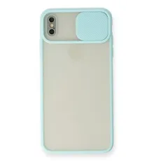 Apple iPhone XS Max Kılıf Palm Buzlu Kamera Sürgülü Silikon - Turkuaz