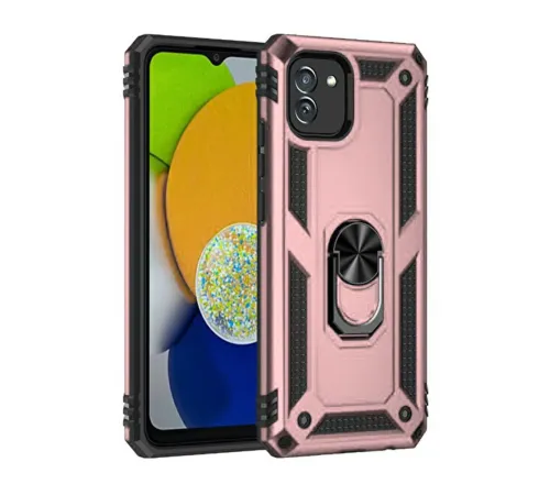 Samsung Galaxy A03 Kılıf Sofya Yüzüklü Silikon Kapak - Rose