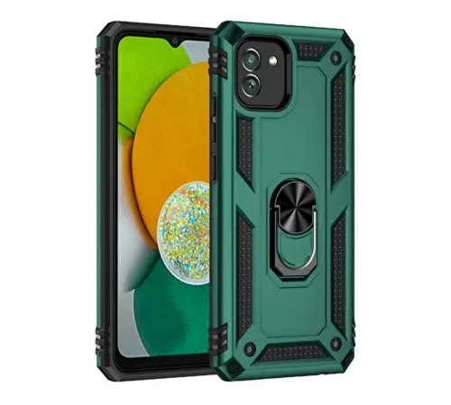Samsung Galaxy A03 Kılıf Sofya Yüzüklü Silikon Kapak - Yeşil