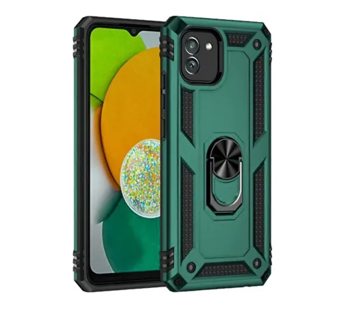 Samsung Galaxy A03 Kılıf Sofya Yüzüklü Silikon Kapak - Yeşil