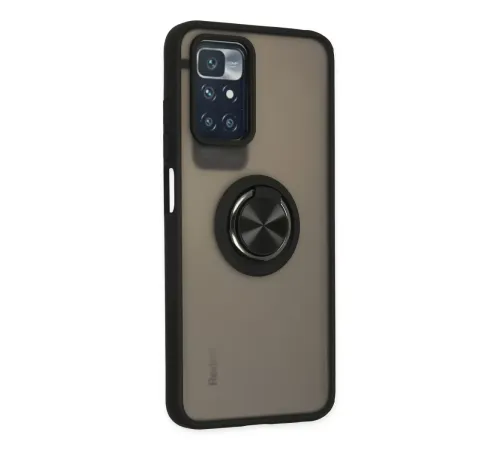 Xiaomi Redmi 10 2022 Kılıf Montreal Yüzüklü Silikon Kapak - Siyah
