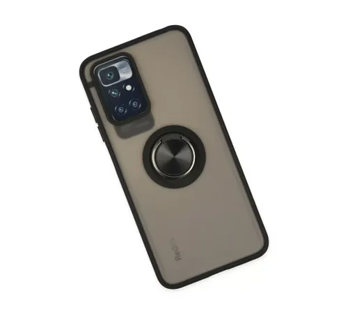Xiaomi Redmi 10 2022 Kılıf Montreal Yüzüklü Silikon Kapak - Siyah