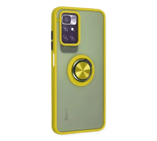 Xiaomi Redmi 10 2022 Kılıf Montreal Yüzüklü Silikon Kapak - Sarı