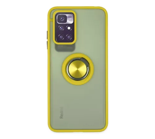 Xiaomi Redmi 10 2022 Kılıf Montreal Yüzüklü Silikon Kapak - Sarı