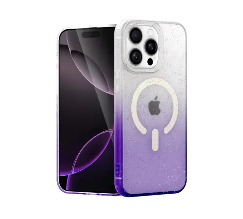 Apple iPhone 14 Pro Max Pummel Shiny Magsafe Kapak - Mor