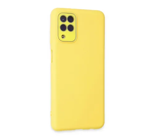 Samsung Galaxy A22 Kılıf Lansman Glass Kapak - Sarı