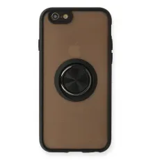 Apple iPhone 6 Kılıf Montreal Yüzüklü Silikon Kapak - Siyah
