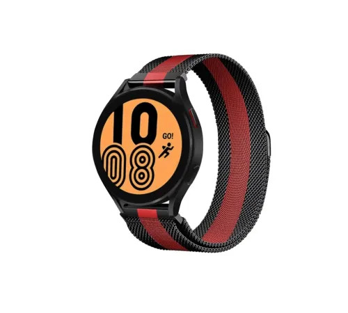 Watch 20mm Metal Mıknatıslı Kordon - Siyah-Kırmızı