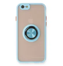 Apple iPhone 6 Kılıf Montreal Yüzüklü Silikon Kapak - Buz Mavi