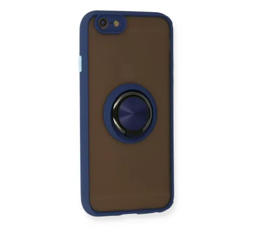 Apple iPhone 6 Kılıf Montreal Yüzüklü Silikon Kapak - Lacivert