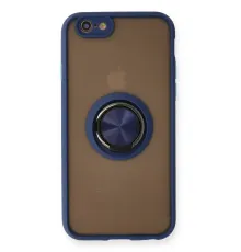 Apple iPhone 6 Kılıf Montreal Yüzüklü Silikon Kapak - Lacivert