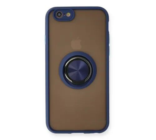 Apple iPhone 6 Kılıf Montreal Yüzüklü Silikon Kapak - Lacivert
