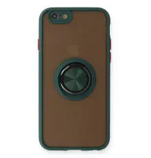 Apple iPhone 6 Kılıf Montreal Yüzüklü Silikon Kapak - Yeşil